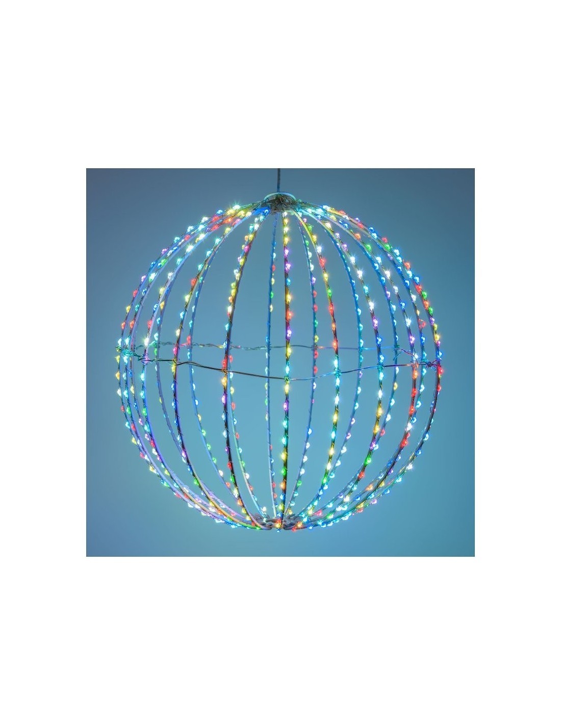 SFERA 3D RIPIEGABILE Ø30CM METALLO BIANCO 500 MICROLED MULTIFLASH R...