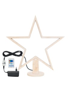 STELLA CON BASE H55CM DLW LEGNO SBIANCATO SOFT WHITE, ILLUMINAZIONE...