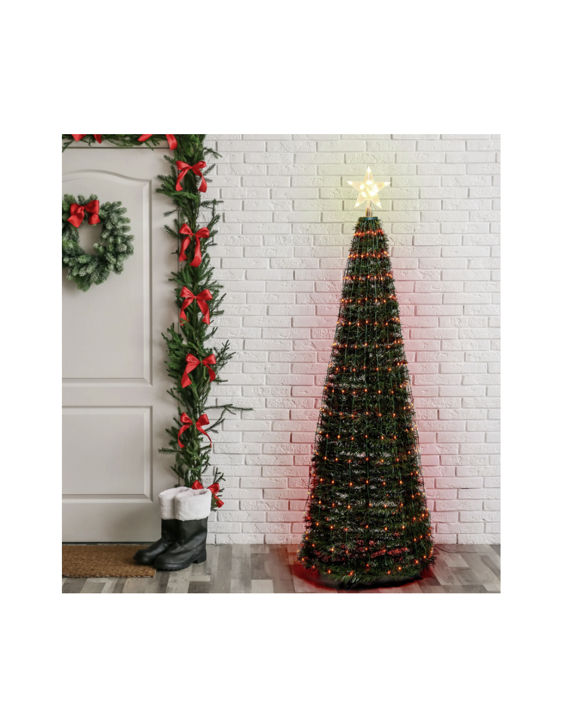 ALBERO CONICO PVC VERDE H180CM RIPIEGABILE 304 GOCCE DI LUCE PIXEL ...