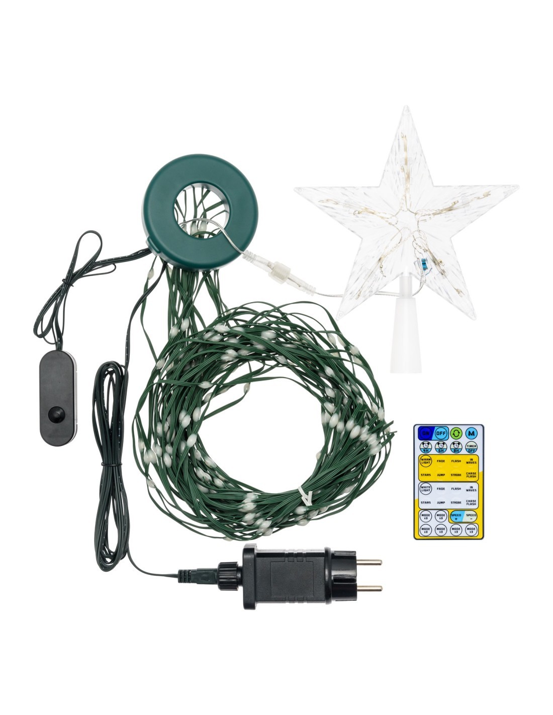 TENDA MANTELLO VERDE H155CM + PUNTALE STELLA PER DECORARE ALBERI NA...