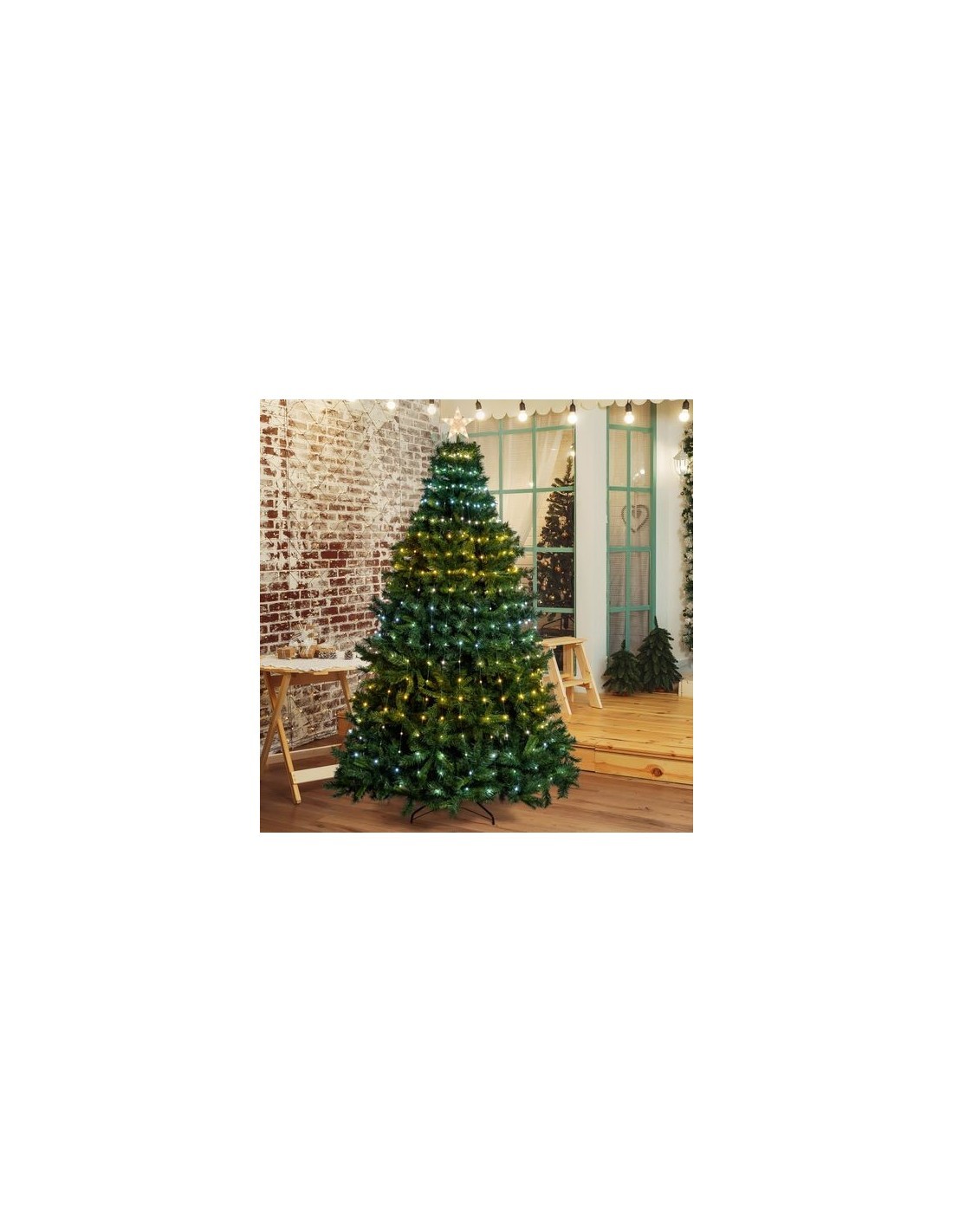 TENDA MANTELLO VERDE H195CM + PUNTALE STELLA PER DECORARE ALBERI NA...