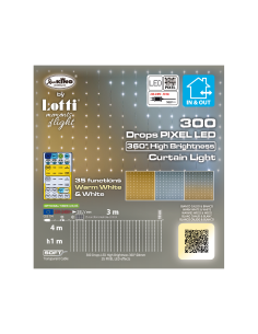 TENDA 300XH100CM 300 GOCCE DI LUCE PIXEL LED HB 360 BIANCO CALDO E ...