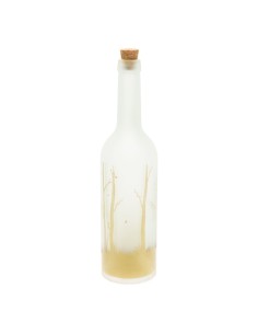 BOTTIGLIA MAGIC Ø7XH29CM MGR VETRO BIANCO DECORATO BOSCO ORO, ILLUM...