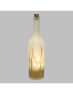 BOTTIGLIA MAGIC Ø7XH29CM MGR VETRO BIANCO DECORATO BOSCO ORO, ILLUM...