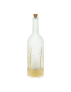BOTTIGLIA MAGIC Ø9XH34CM MGR VETRO BIANCO DECORATO BOSCO ORO, ILLUM...