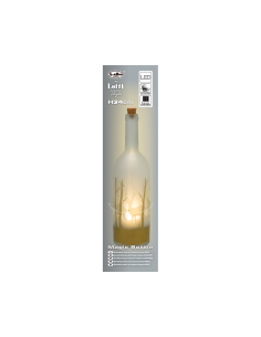 BOTTIGLIA MAGIC Ø9XH34CM MGR VETRO BIANCO DECORATO BOSCO ORO, ILLUM...