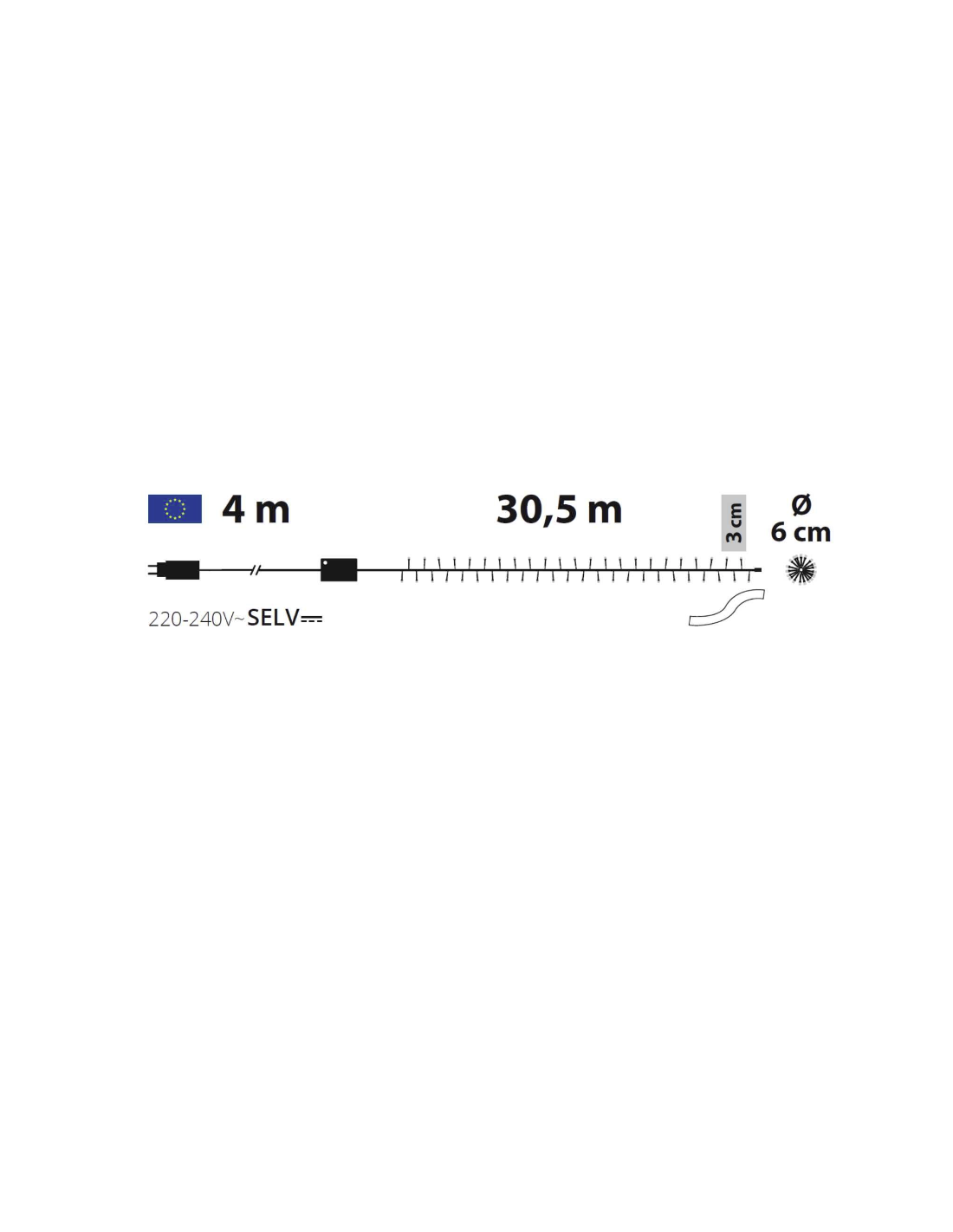 CATENA NASTRO Ø6CM 30M NTLG 1000 MINILED BIANCO ICE Ø3MM REFLEX, CA...