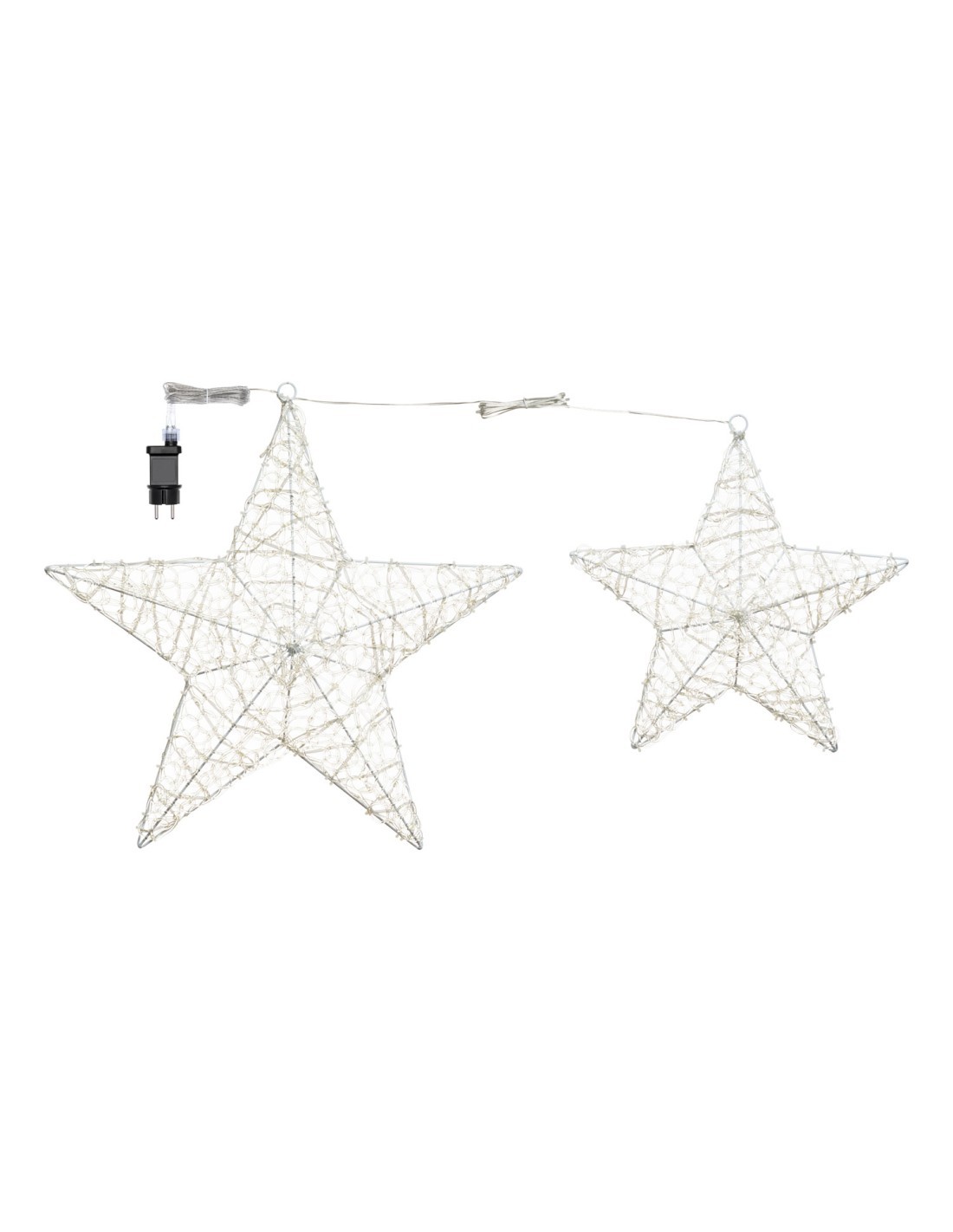 COPPIA DI STELLE 2D Ø55-40CM ACRILICO SOFT 230 GOCCE LED BIANCO ALT...