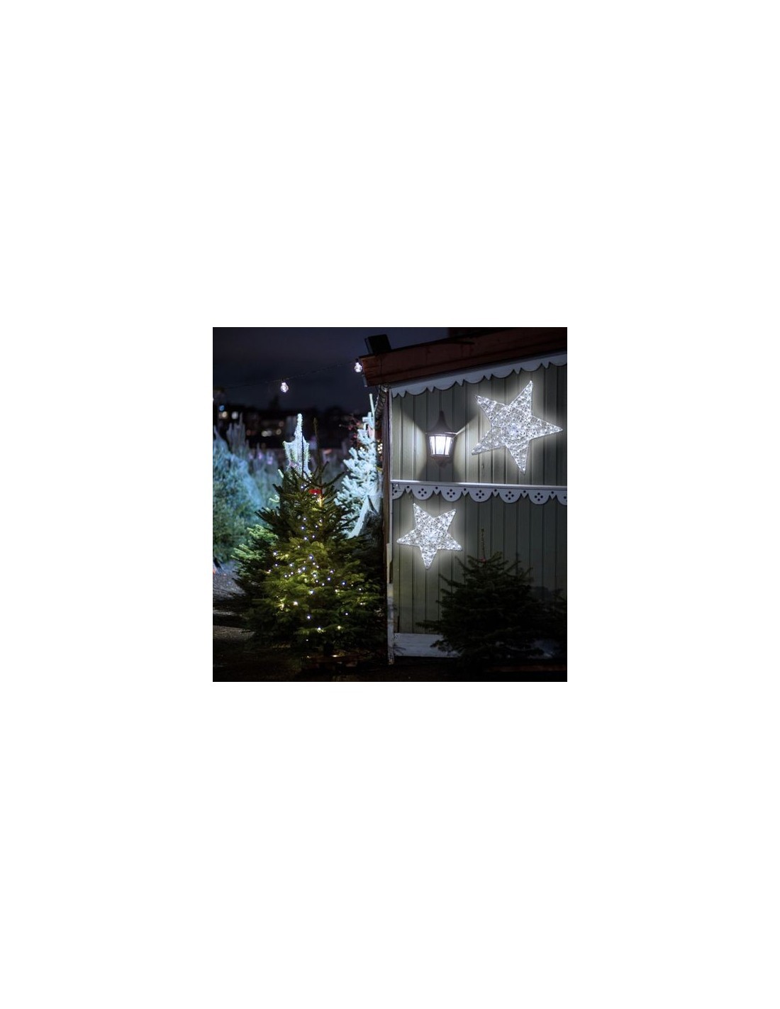 COPPIA DI STELLE 2D Ø55-40CM ACRILICO SOFT 230 GOCCE LED BIANCO ALT...