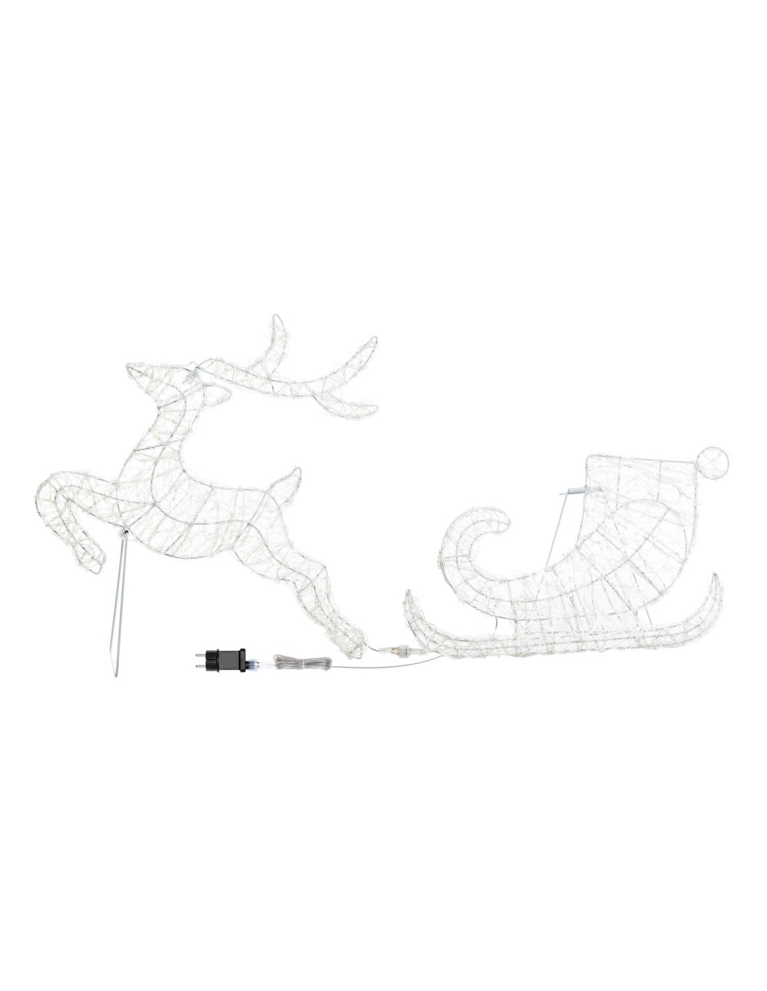 RENNA GALOPPANTE H65CM CON SLITTA 2D ACRILICO SOFT 220 GOCCE LED BI...