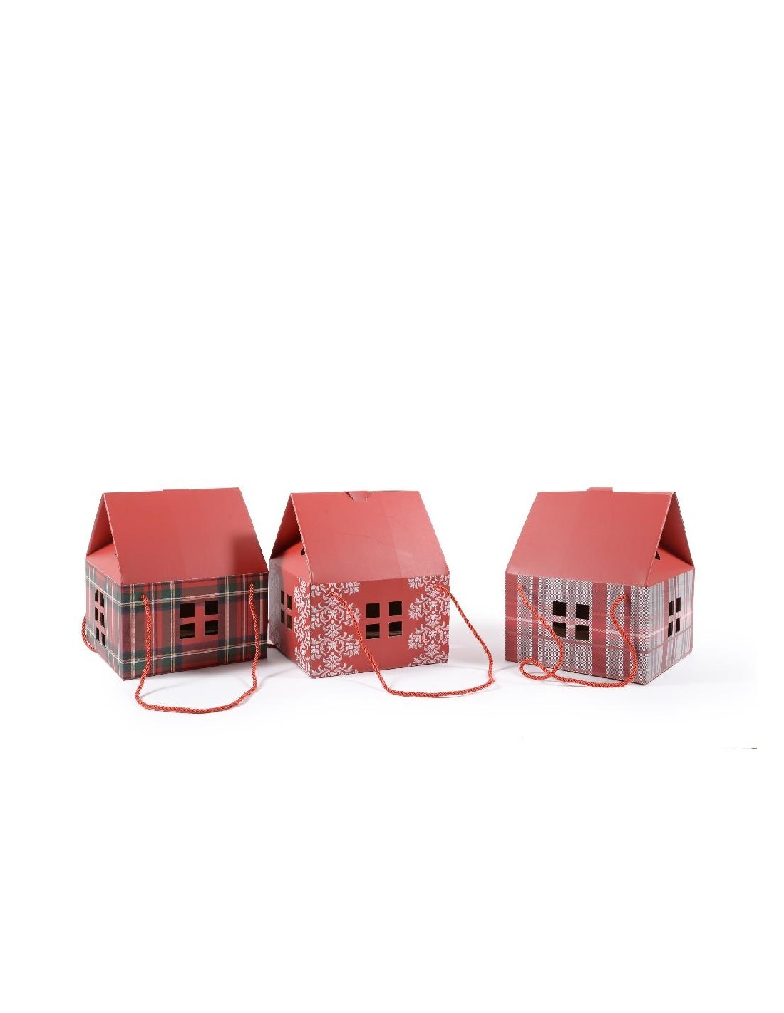 SCATOLA PANETTONE CASETTA CON DECORI 24,5X24,5X32CM su TreG Ingrosso