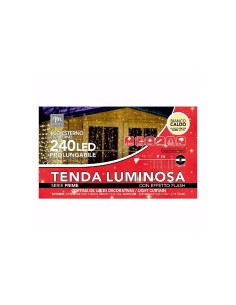 TENDA DI LUCI A 240 LED E 24 FILI DA ESTERNO EFFETTO FLASH BIANCO s...