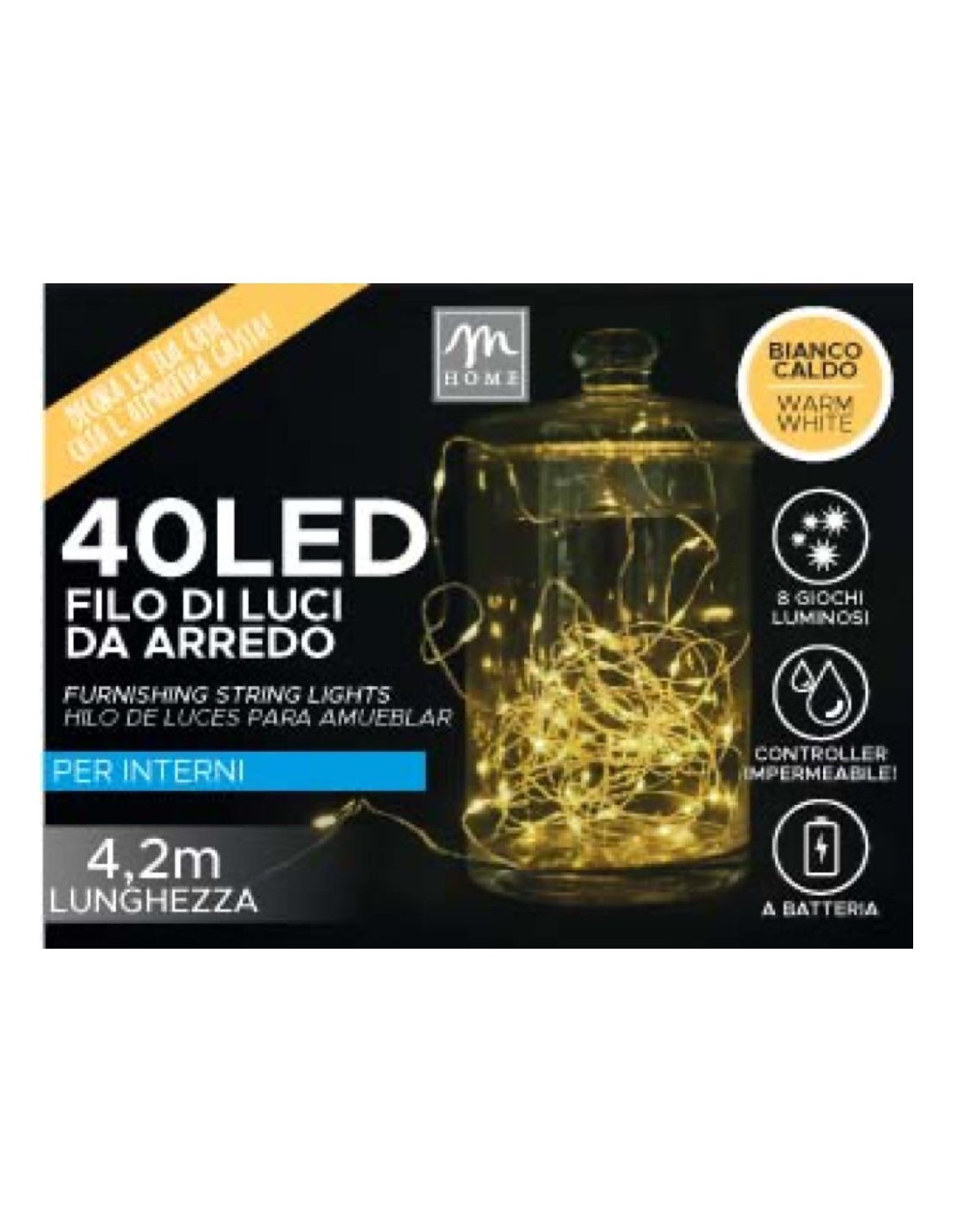 FILO 40 LED BIANCO CALDO IN ESPOSITORE CON TRYME su TreG Ingrosso