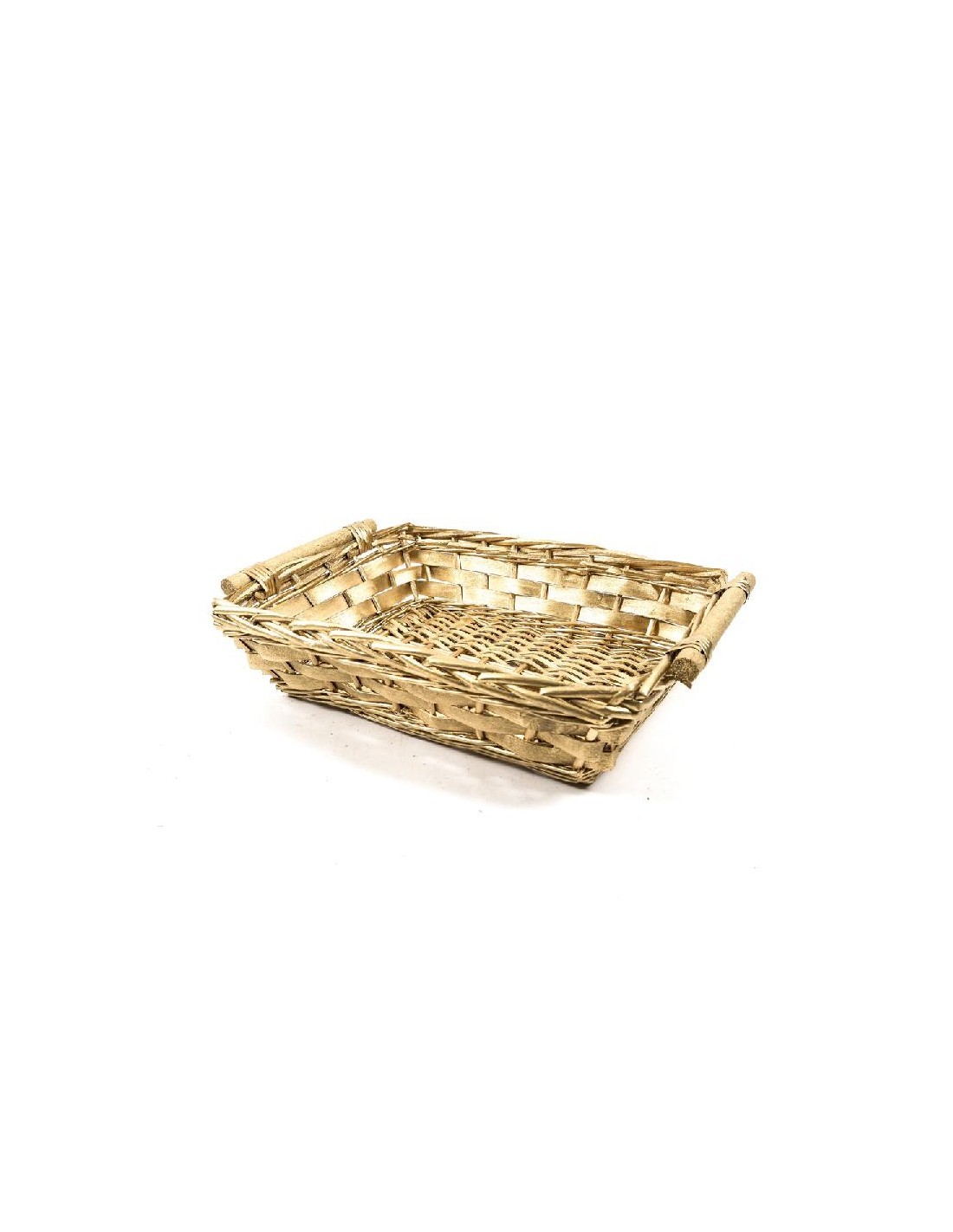 CESTO RETTANG VIMINI ORO CON MANICI 47X37X11CM su TreG Ingrosso