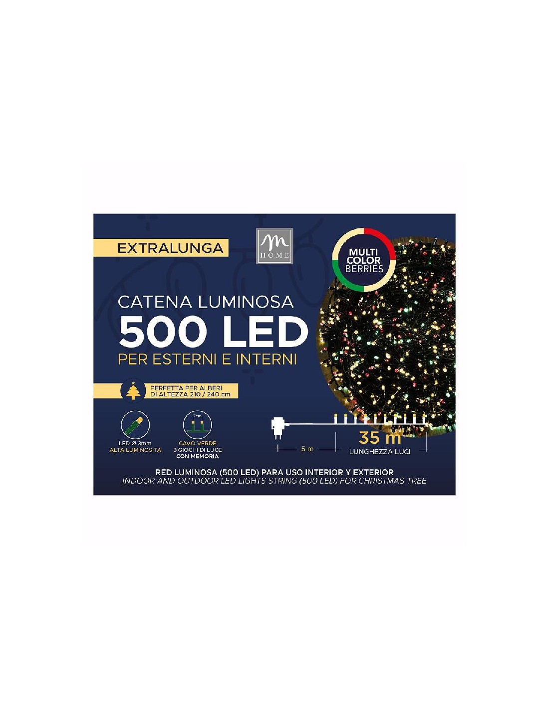 CATENA 500 LED COLORE BERRIES 8 GIOCHI DA ESTERNO su TreG Ingrosso