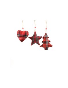 PENDENTE NATALIZIO TARTAN 11XH13CM ASSORTITO su TreG Ingrosso