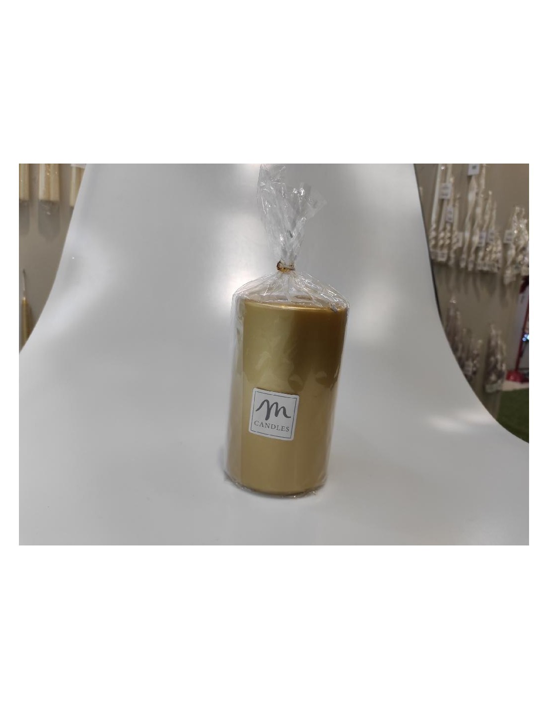 CANDELA PILLAR LUCIDA 15X8CM ORO su TreG Ingrosso
