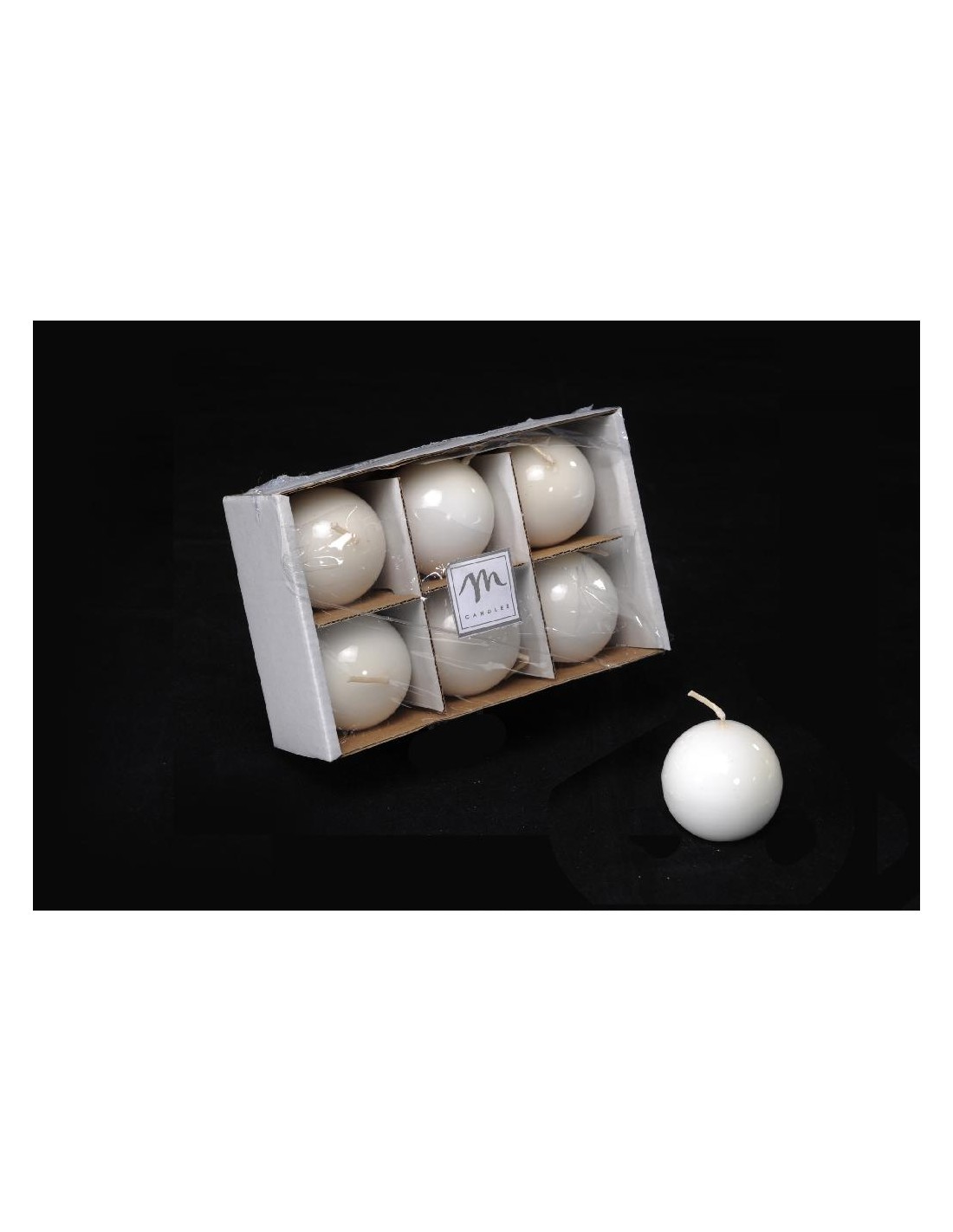 SET 6 CANDELE SFERA LUCIDE D5CM BIANCO su TreG Ingrosso