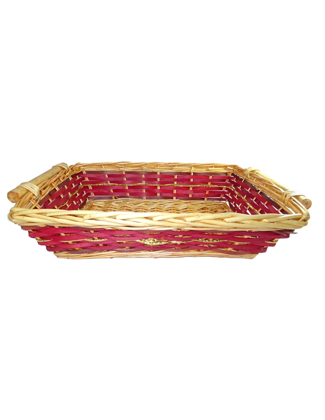CESTO VIMINI RETTANGOLARE ROSSO ORO CON MANICI 686 su TreG Ingrosso
