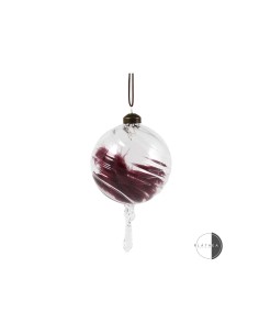 SFERA VETRO 10CM TRASPARENTE PIUMA BURGUNDY su TreG Ingrosso