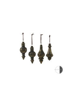 PENDENTE VETRO 14CM VERDE/ORO ASSORTITO su TreG Ingrosso