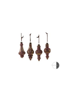 PENDENTE VETRO 14CM BURGUNDY/ORO ASSORTITO su TreG Ingrosso
