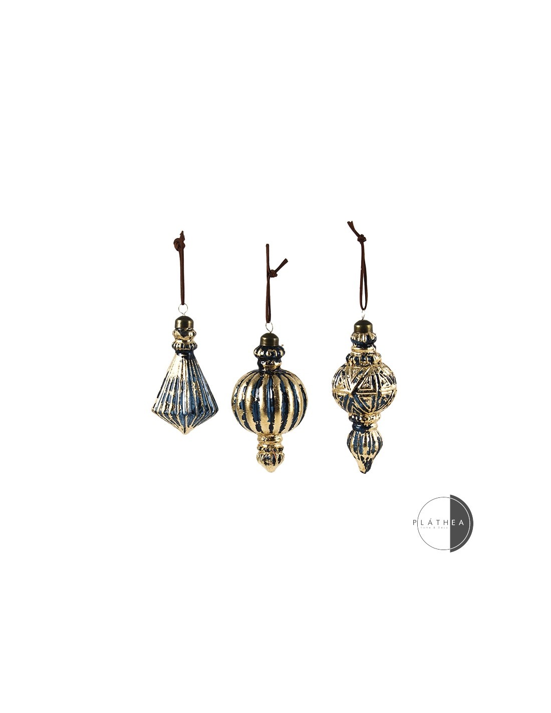 PENDENTE VETRO 12/15CM BLU/ORO ASSORTITO su TreG Ingrosso