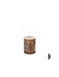 PORTACANDELA TUBO MARRONE CON LED 8X20CM VETRO su TreG Ingrosso