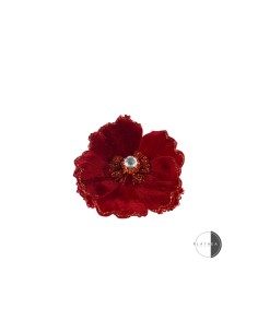 MAGNOLIA ROSSA D15CM CON CLIP POLIESTERE su TreG Ingrosso