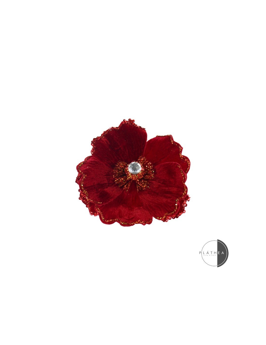 MAGNOLIA ROSSA D15CM CON CLIP POLIESTERE su TreG Ingrosso