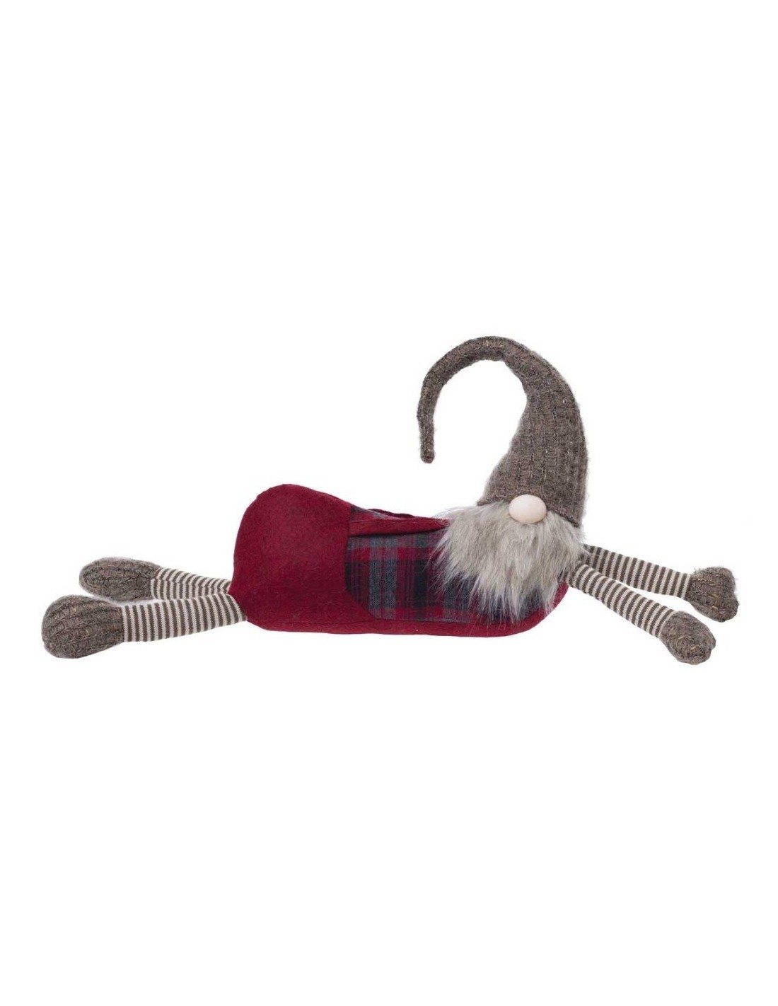 FERMAPORTA GNOMO 074373 ROSSO/SCOZZESE CON CAPPELLO MARRONE su TreG...