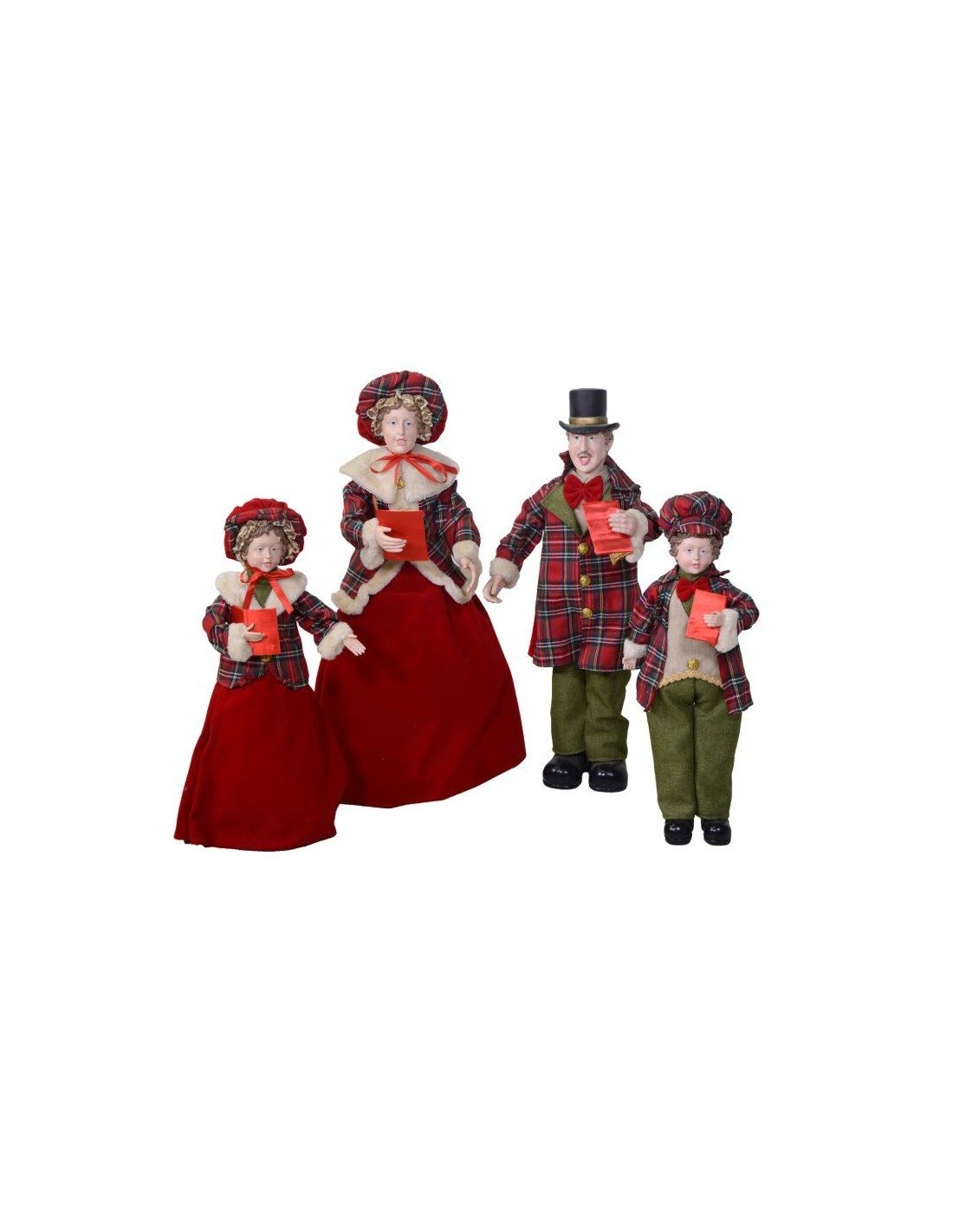 SET 4PZ FAMIGLIA NATALIZIA 70CM ROSSO SCOZZESE su TreG Ingrosso
