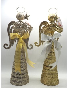 ANGELO METALLO 50CM CON FIOCCO ORO/CHAMPAGNE su TreG Ingrosso