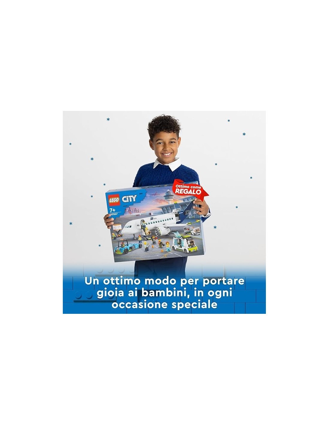 LEGO City Aereo Passeggeri, Aeroplano Giocattolo, Veicoli dell'Aeroporto, 9 Minifigure, Idee Regalo Bambini, Costruzioni 60367