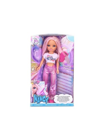 Nancy Look Brillante, Bambola Con Capelli Rosa, Accessori Per Decorare I Capelli, 80 Gemme Colorate, Bambine Dai 3 Anni, Famosa