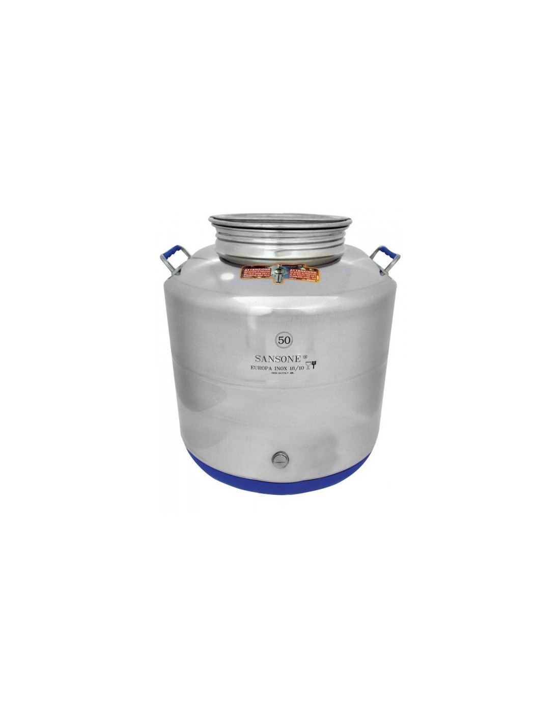 BIDONE EUROPA IN ACCIAIO INOX 50 LT CON RUBINETTO su TreG Ingrosso