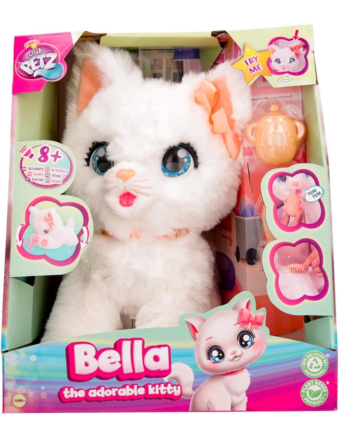 Club Petz Bella, Feature Plush Gatto Peluche, Suoni e Funzioni, Giocattolo per Bambini +3 Anni