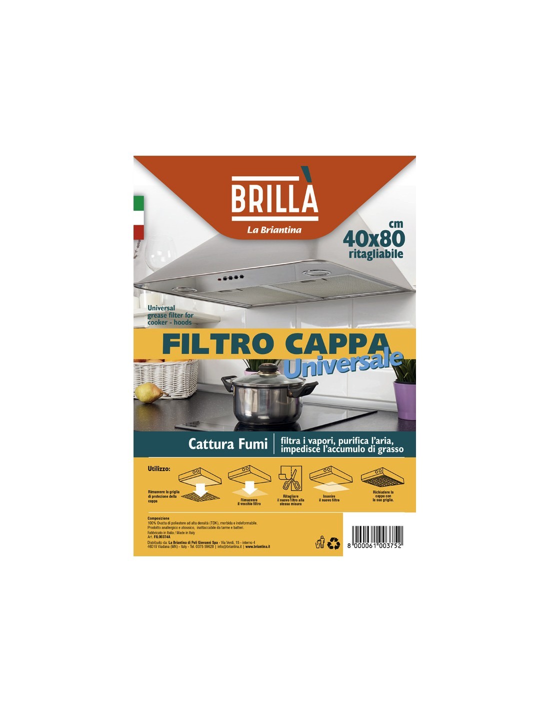 FILTRO PER CAPPA CM.40X80 LA BRIANTINA su TreG Ingrosso