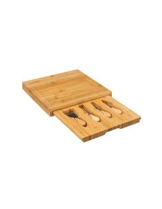 SET FORMAGGI 194186 4 COLTELLI CON VASSOIO BAMBOO
