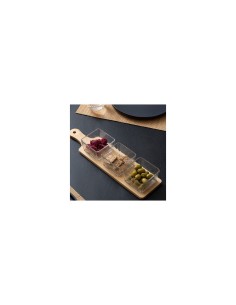 Set aperitivo 4 pezzi bambù e vetro