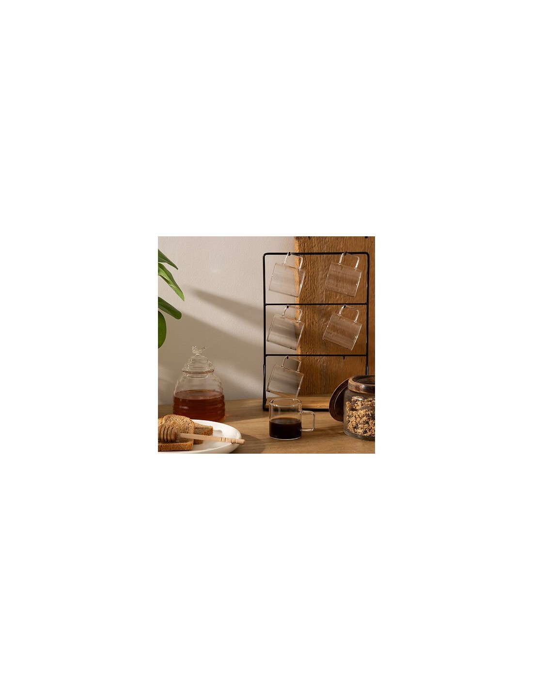 Supporto con 6 tazzine Mia 10 cl in vetro trasparente