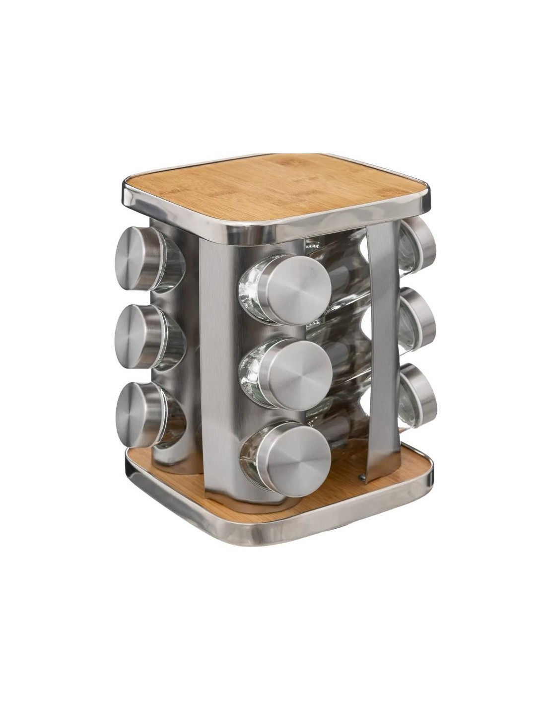 PORTASPEZIE 189583 12 POSTI ACCIAIO/BAMBOO 17X17X23CM