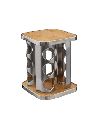PORTASPEZIE 189583 12 POSTI ACCIAIO/BAMBOO 17X17X23CM