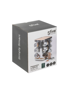 PORTASPEZIE 189583 12 POSTI ACCIAIO/BAMBOO 17X17X23CM