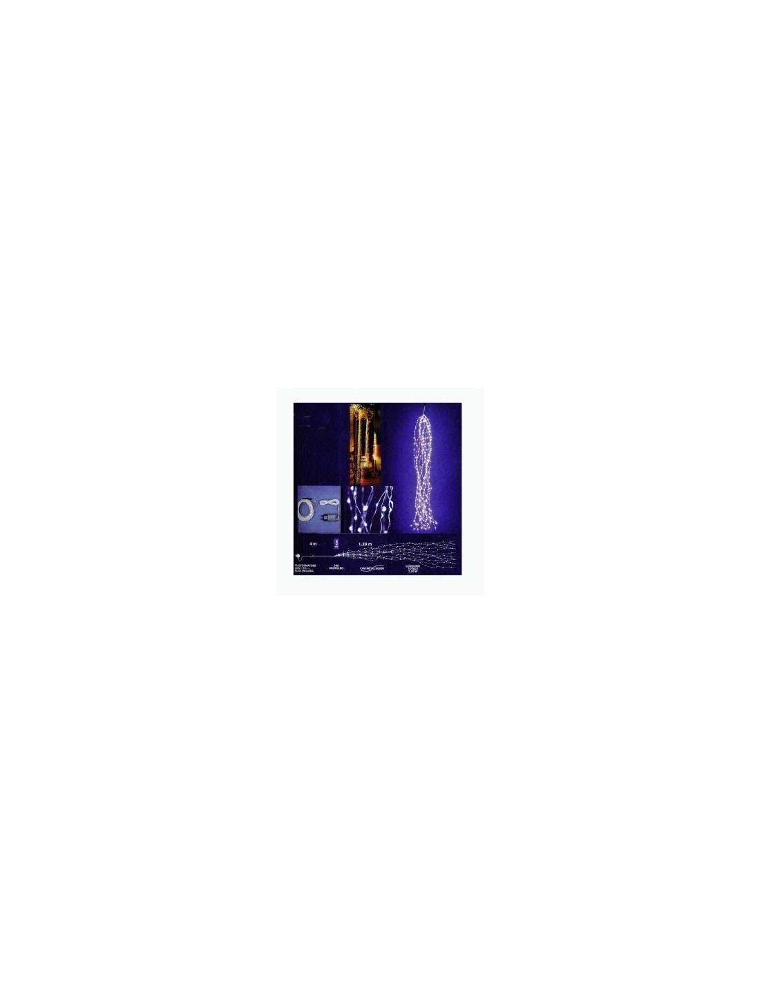 CATENA LUMINOSA 35300 CASCATA 300MICROLED BIANCO CALDO su TreG Ingr...