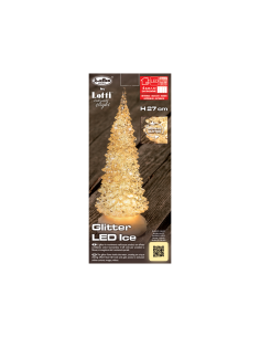ALBERO NATALE GHIACCIO ACRILICO GLITTER LED ICE BIANCO CALDO / BIAN...