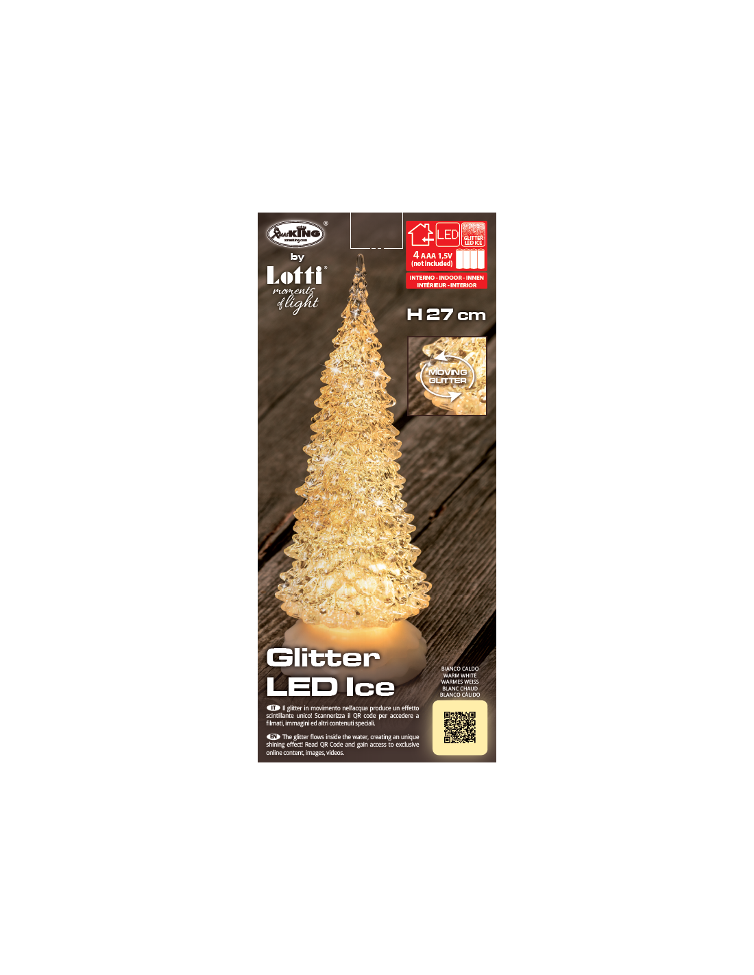 ALBERO NATALE GHIACCIO ACRILICO GLITTER LED ICE BIANCO CALDO / BIAN...