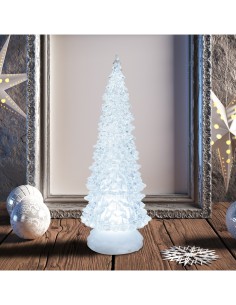 ALBERO NATALE GHIACCIO ACRILICO GLITTER LED ICE BIANCO CALDO/ BIANC...