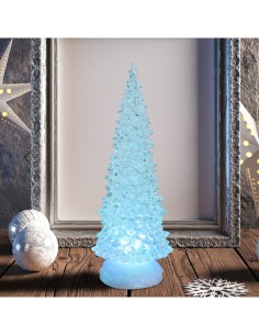 ALBERO NATALE GHIACCIO ACRILICO GLITTER LED ICE BIANCO CALDO/ BIANC...