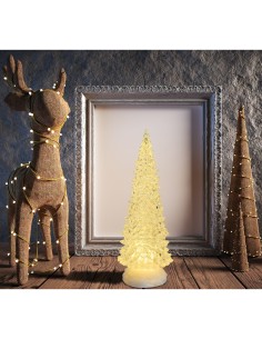 ALBERO NATALE GHIACCIO ACRILICO GLITTER LED ICE BIANCO CALDO/ BIANC...